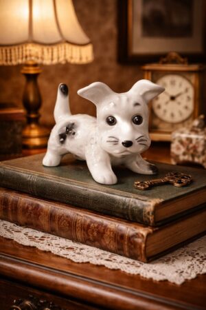 Figurină decorativă cățel din porțelan – stil retro