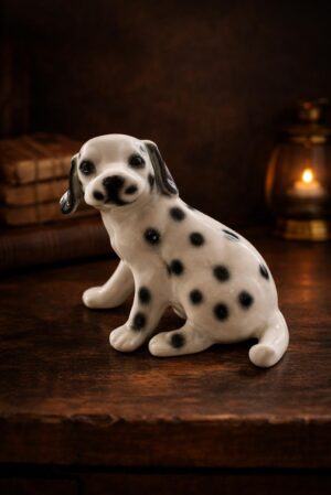 Figurină decorativă câine Dalmațian din porțelan – stil retro