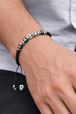 Brățară handmade cu mărgele skull – reglabilă