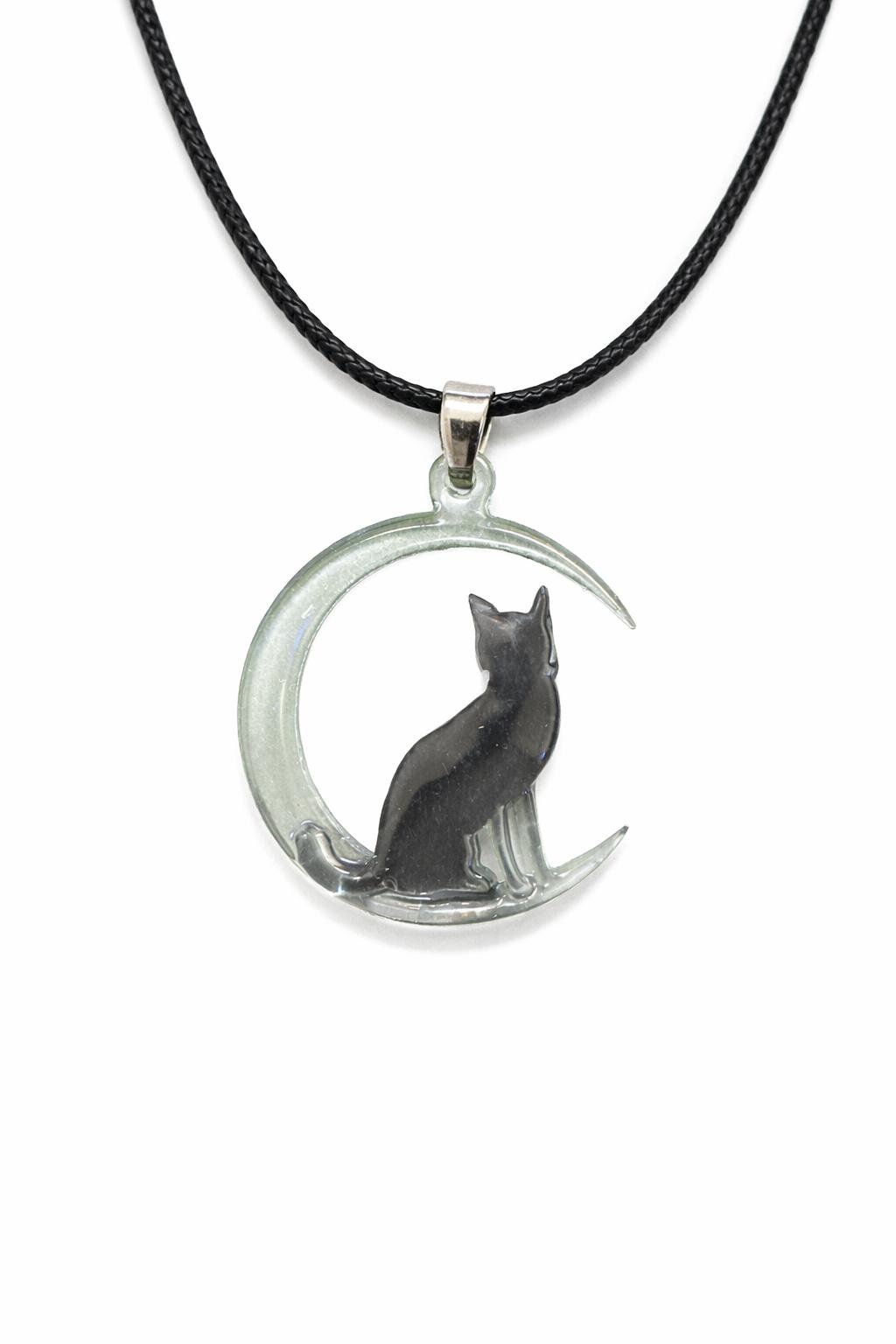 Colier handmade cu pisică – glow in the dark - imagine 3